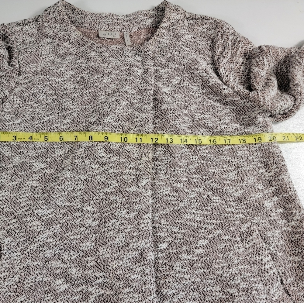 LOGO BY LORI GOLDSTEIN BOUCLE COATIGAN W/FRINGE DETAIL GRAY medium M - Picture 8 of 10